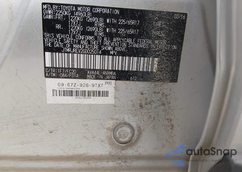 2016 Toyota Rav4 Hybrid Xle z USA, uszkodzony, nr VIN JTMRJREV2GD025014